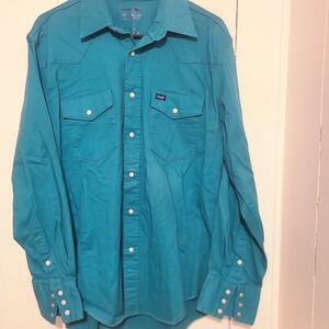 Wrangler Men's Teal Dress Shirt "L"